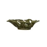Stoneware Leaf Shaped Bowl, Reactive Glaze