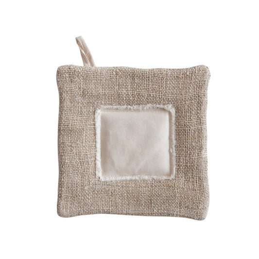Woven Hemp Fiber & Cotton Canvas Pot Holder