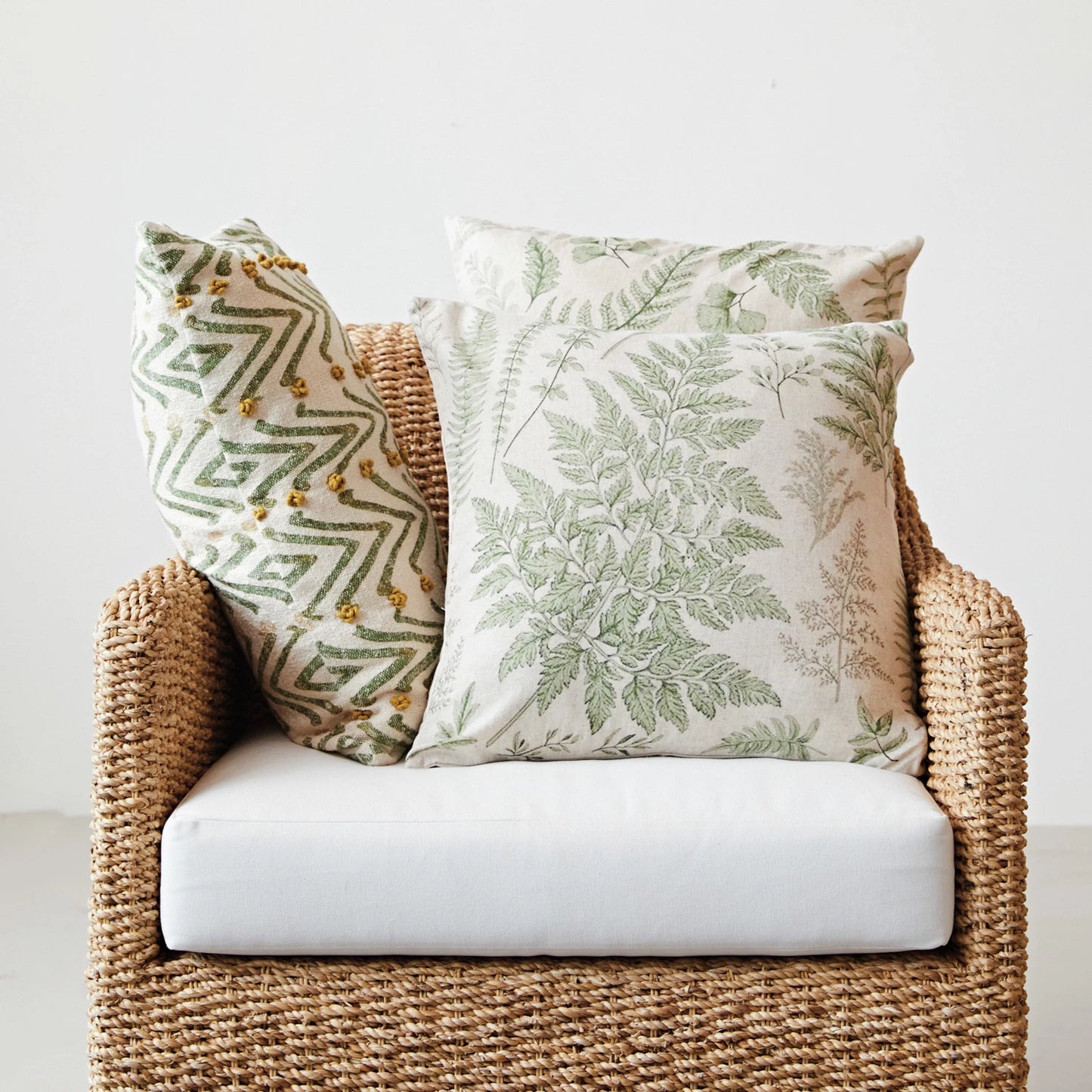 20" Square Cotton & Linen Printed Pillows