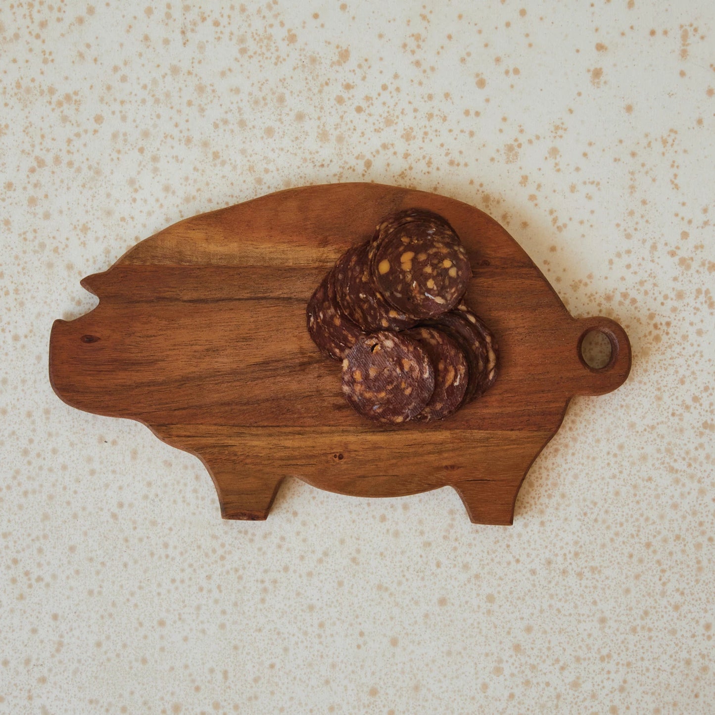 Mango Wood Pig Shaped Cheese/Cutting Board w/Handle