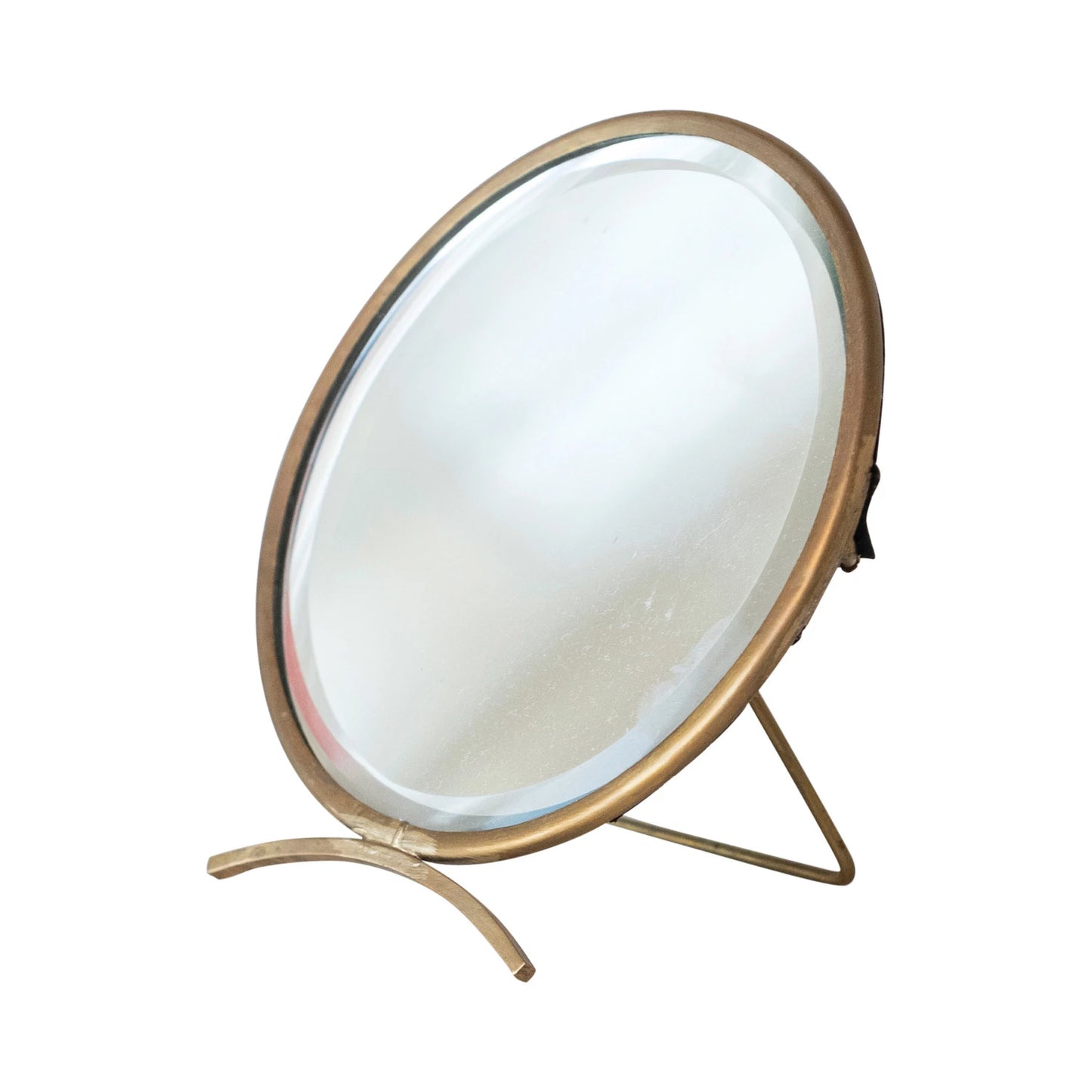 Folding Brass Mirror, Antique Finish
