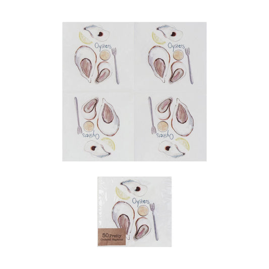 Paper Cocktail Napkins w/ Oysters 50 Count