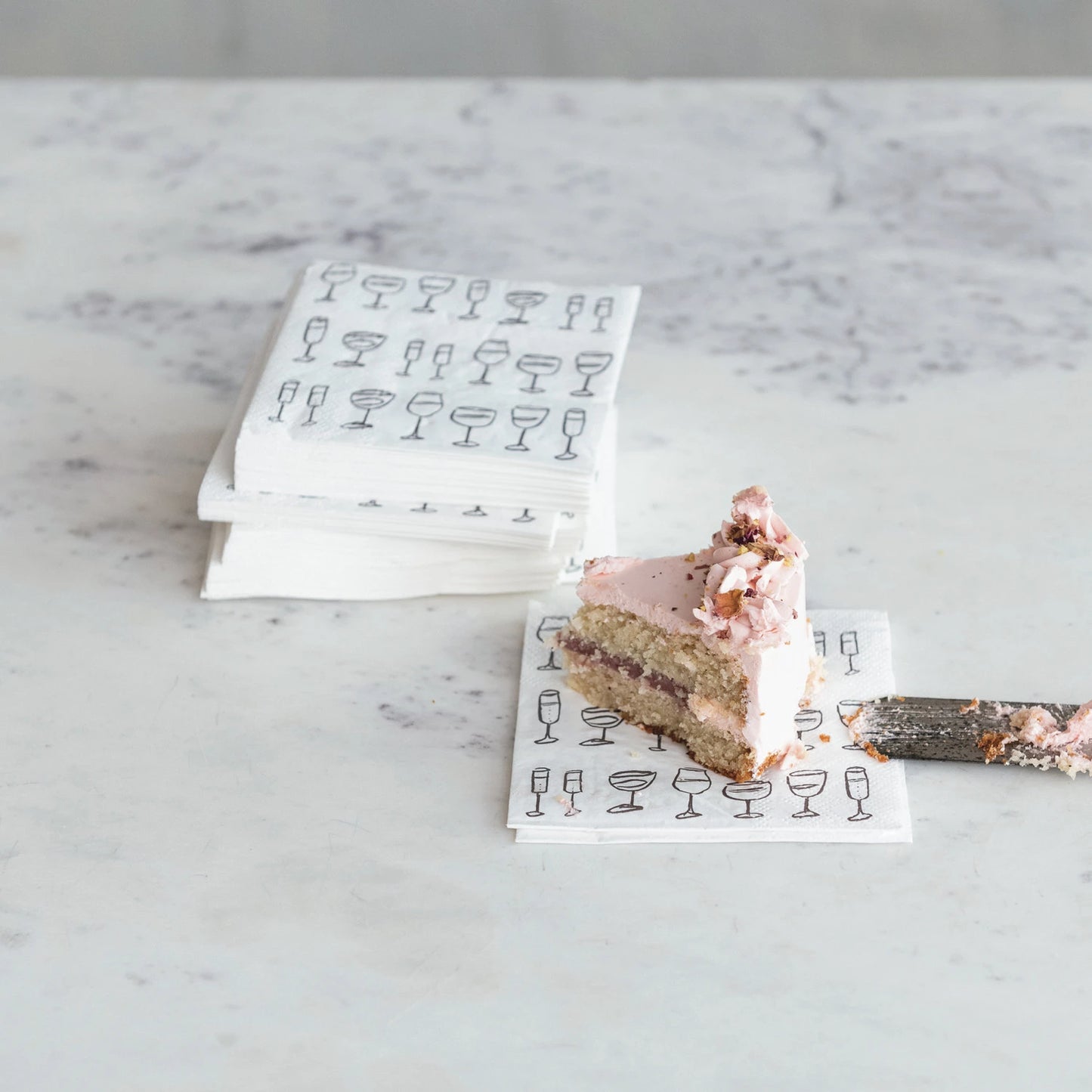 Paper Cocktail Napkins w/Wine Art