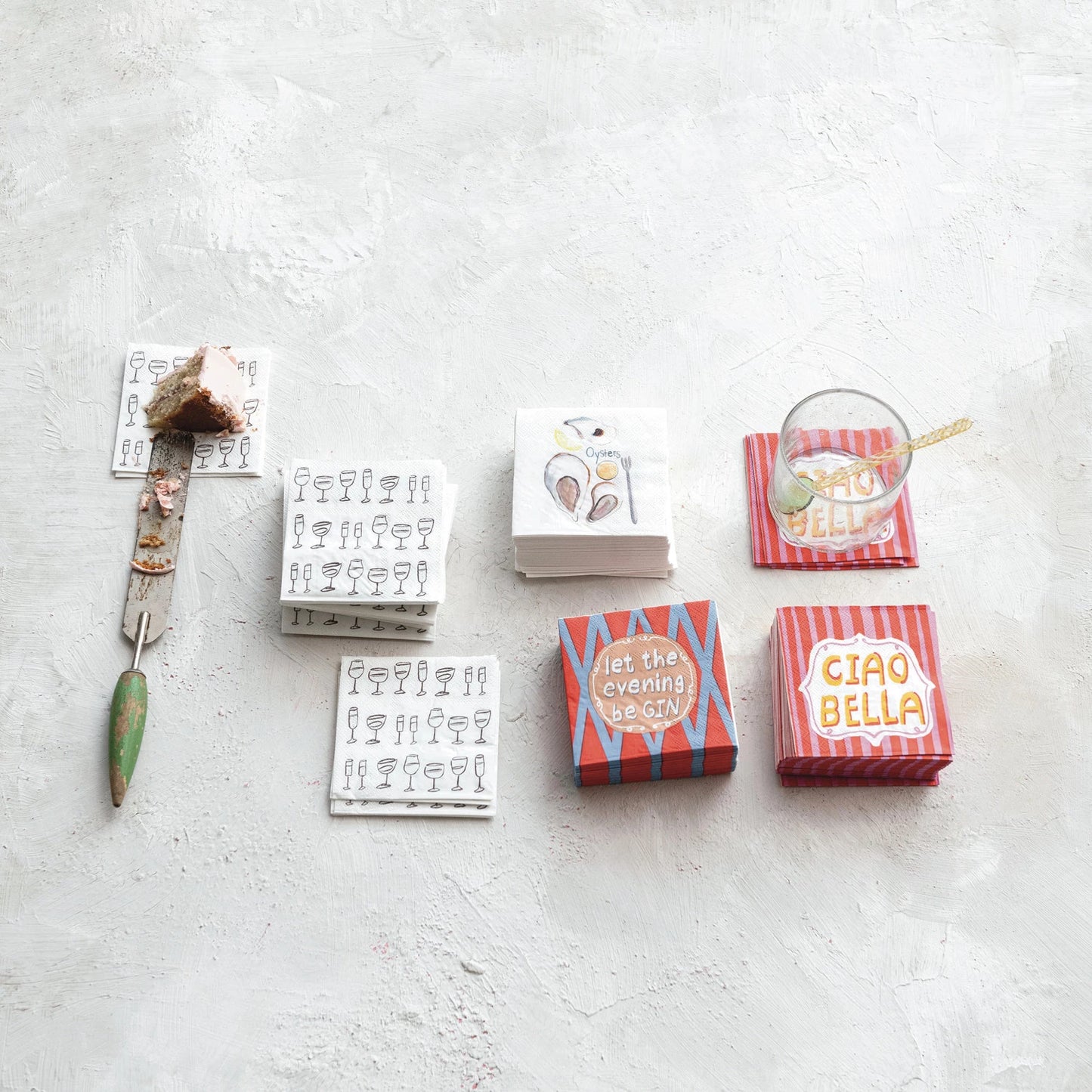 Paper Cocktail Napkins w/Wine Art