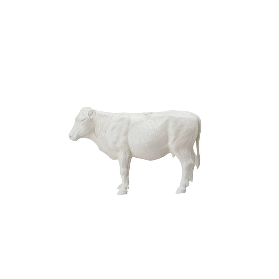Resin Cow Taper Holder, Antique White