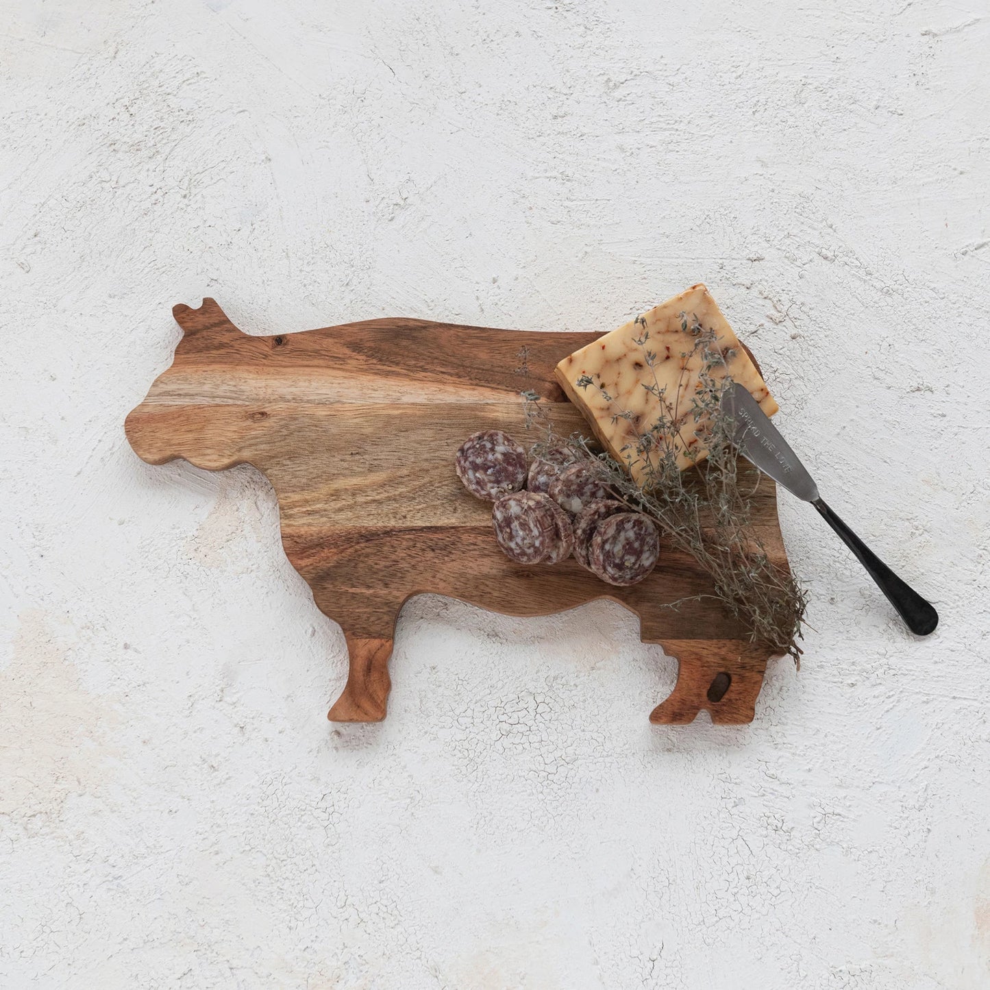 Acacia Wood Cow Shaped Cheese/Cutting Board, Natural