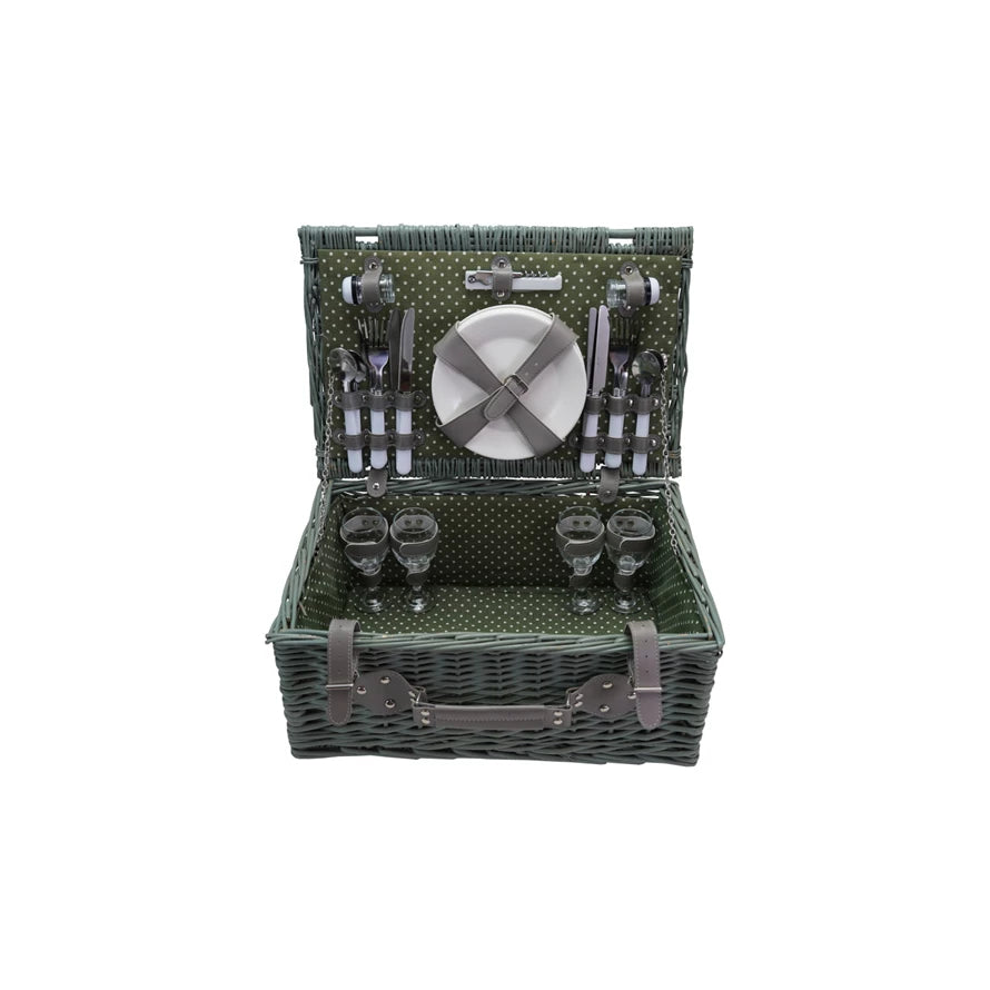 Picnic Basket for 4, Set of 24