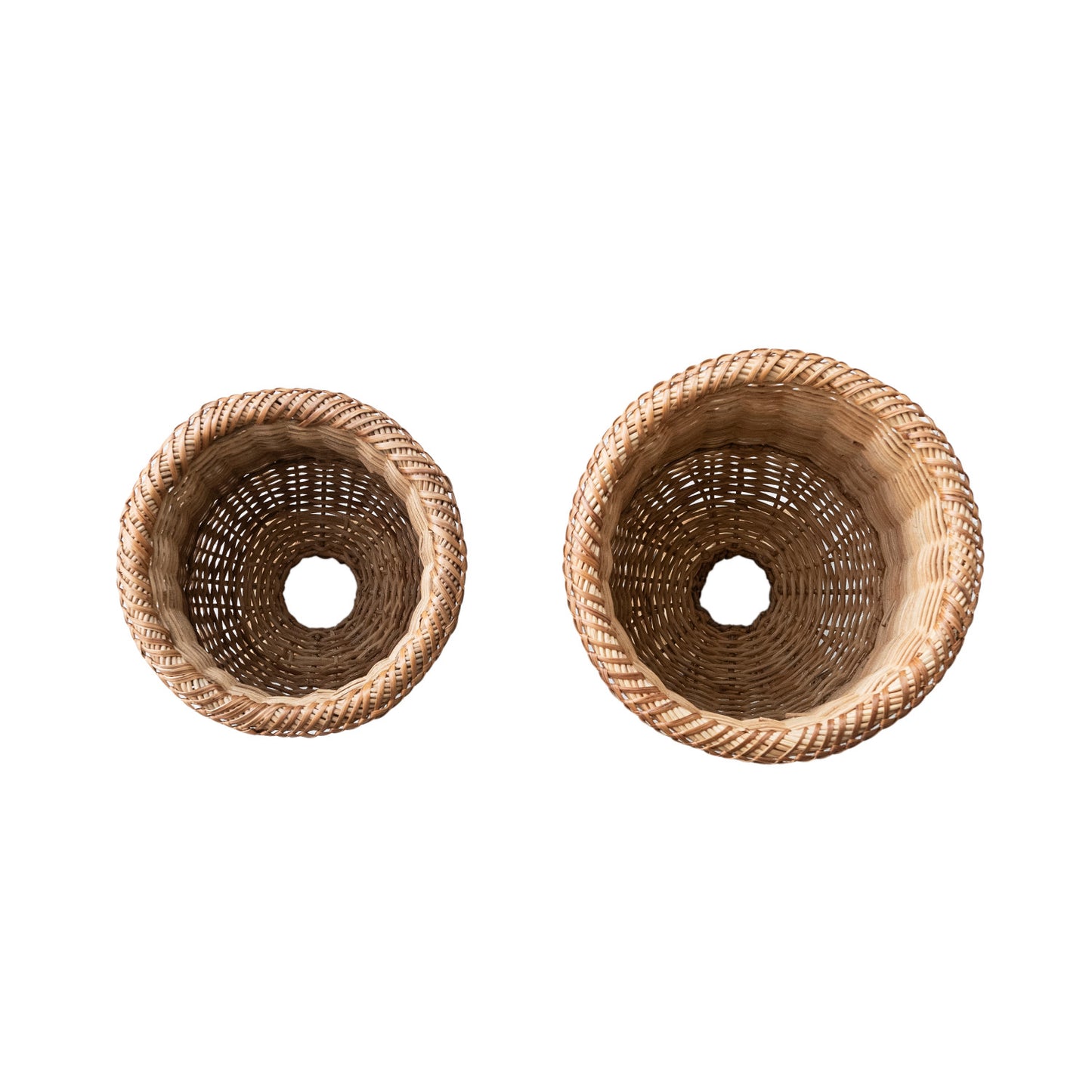 Woven Rattan Urns, Natural, Set of 2