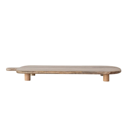 Mango Wood Footed Cheese/Serving Board with Handle, Natural