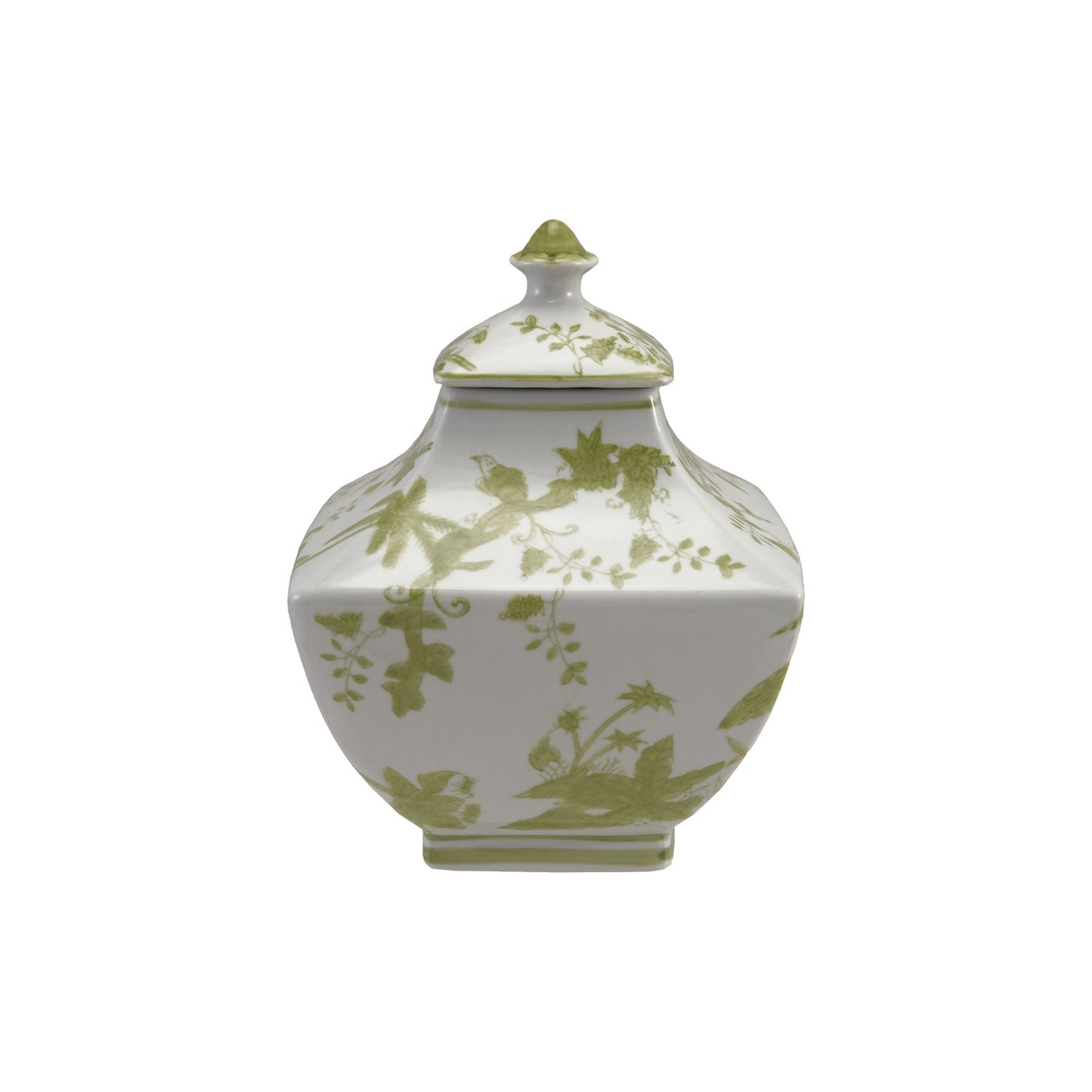 Hand-Painted Stoneware Jar with Botanicals