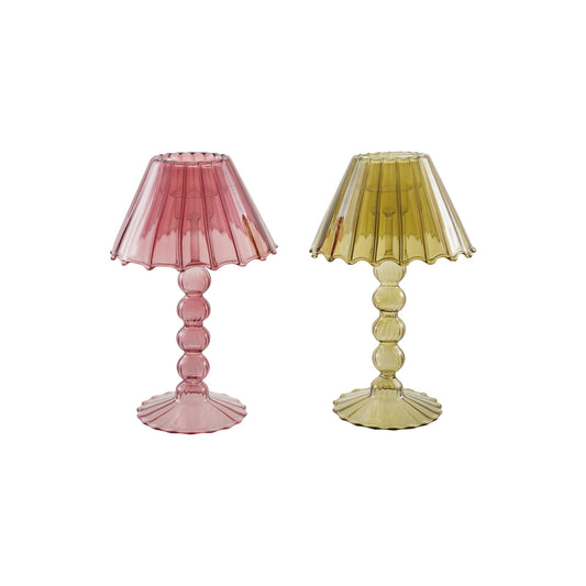 Glass Scalloped Table Light Tealight/Taper Holder, 2 Colors
