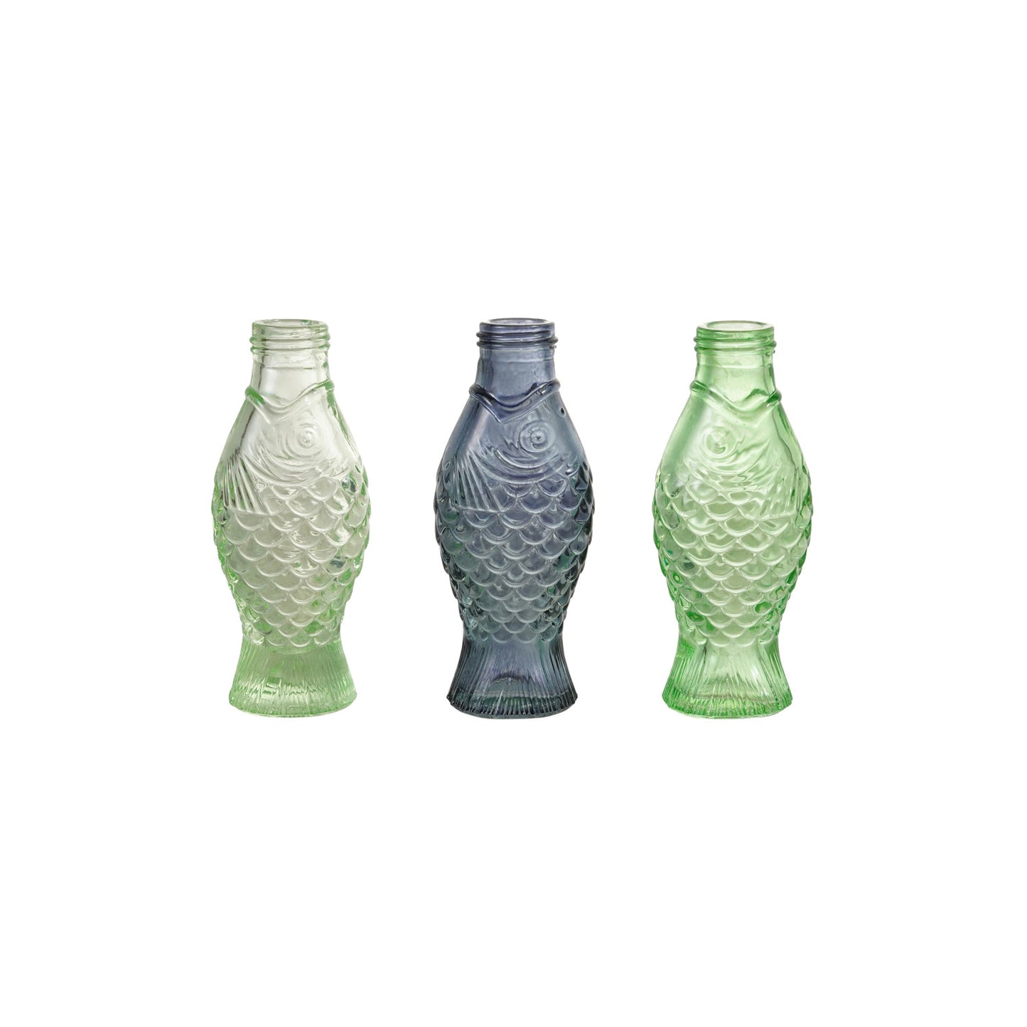 Glass Fish Shaped Vase, Mint Color, Blue & Green, 3 Colors