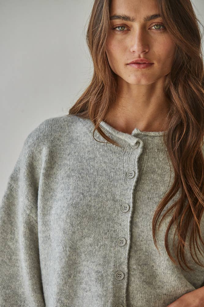 Knit Sweater Quarter Sleeve Button Up Cardigan Top
