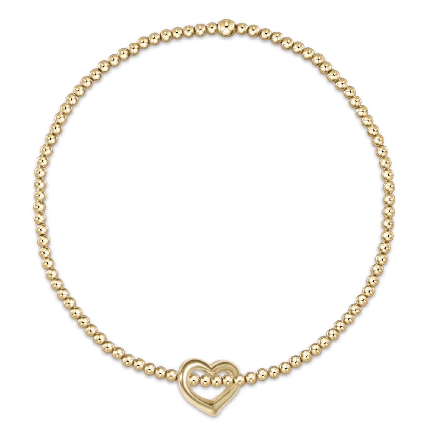 Egirl Classic Gold 2mm Bead Bracelet-Love Small Gold Charm