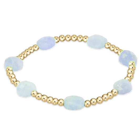 Admire Gold 3mm Bead Bracelet - Aquamarine