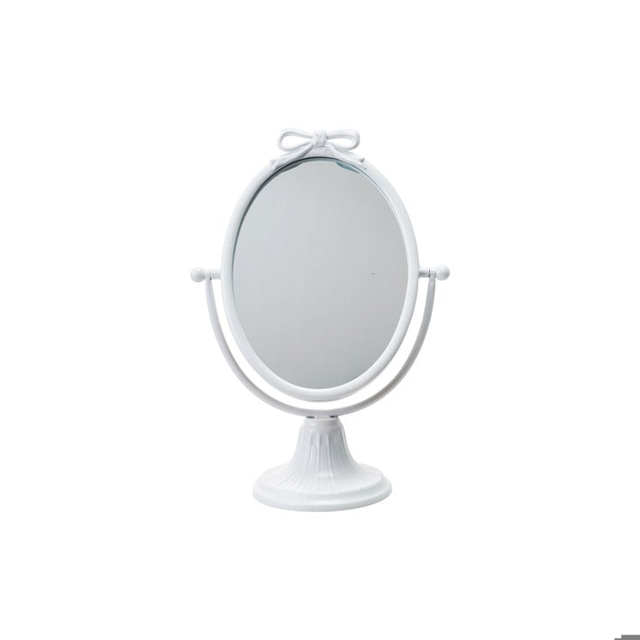 White Metal Bow Mirror & Adjustable Stand