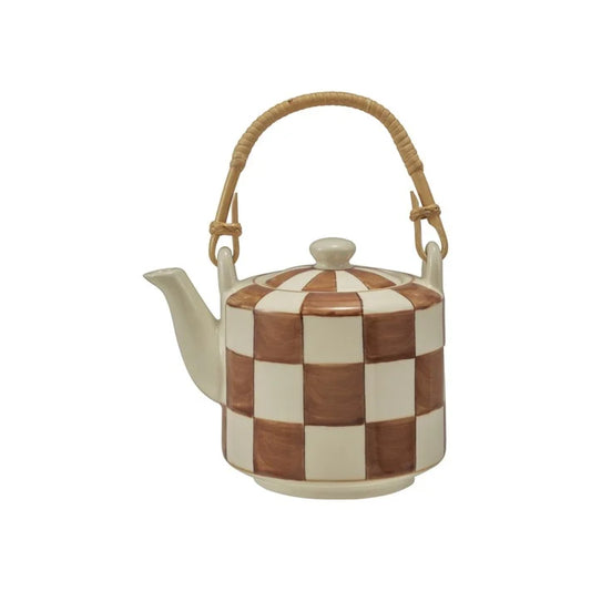 Checkered Stoneware Teapot