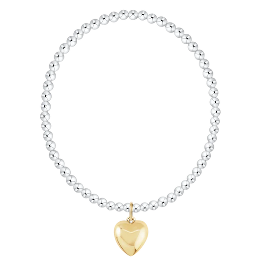 Classic Pearl 3mm Bracelet Love Plush Gold Charm