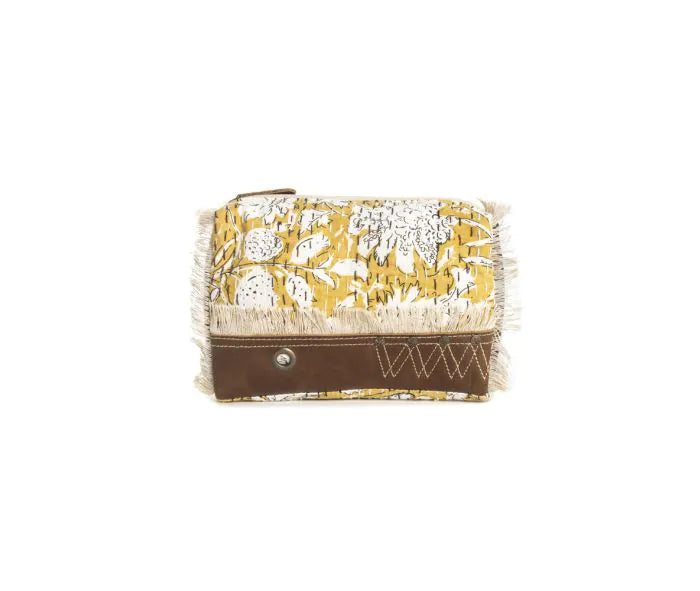 Golden Prairie Leaf Clutch Pouch