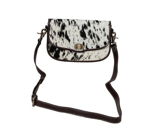 Angus Ridge Leather & Hairon Bag in Dark Hair-on Hide