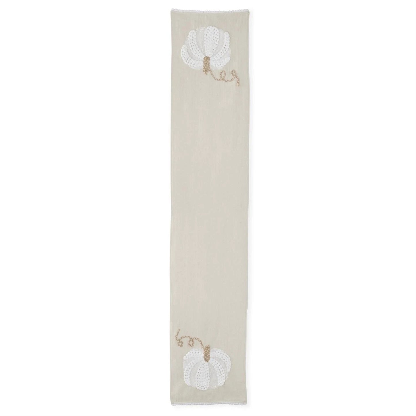 Cream & White Embroidered Pumpkin Table Runner
