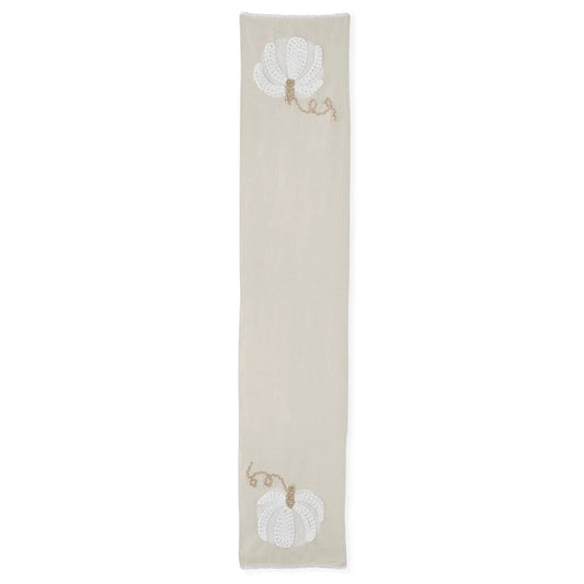 Cream & White Embroidered Pumpkin Table Runner