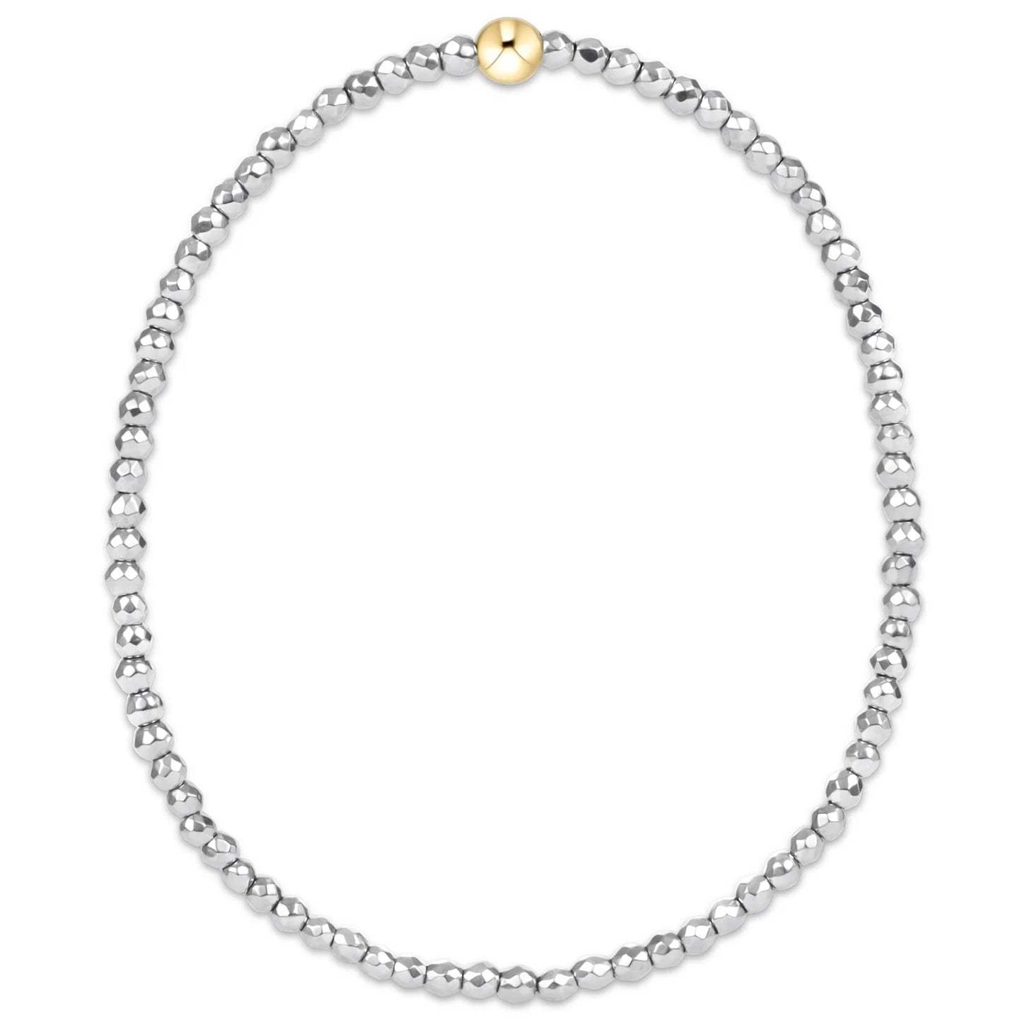 Bright Silver Faceted Hematite 2mm Bead Bracelet