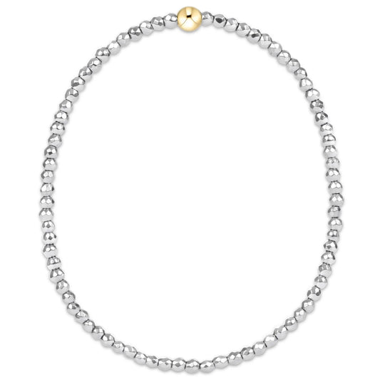 Bright Silver Faceted Hematite 2mm Bead Bracelet