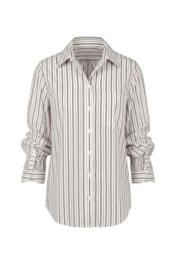 Adjustable Sleeve Button Front Woven Top
