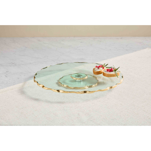 Gold Edge Glass Lazy Susan