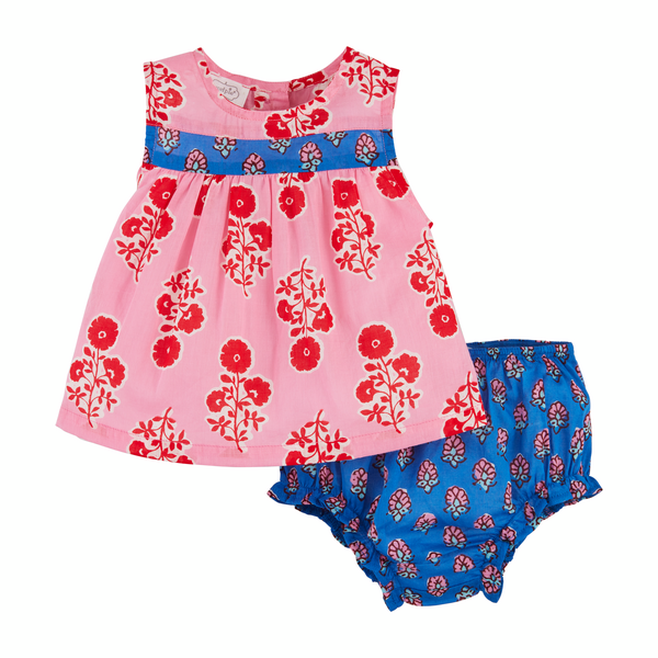 Mixed Block Print Pinafore Set