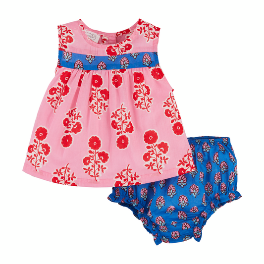 Mixed Block Print Pinafore Set