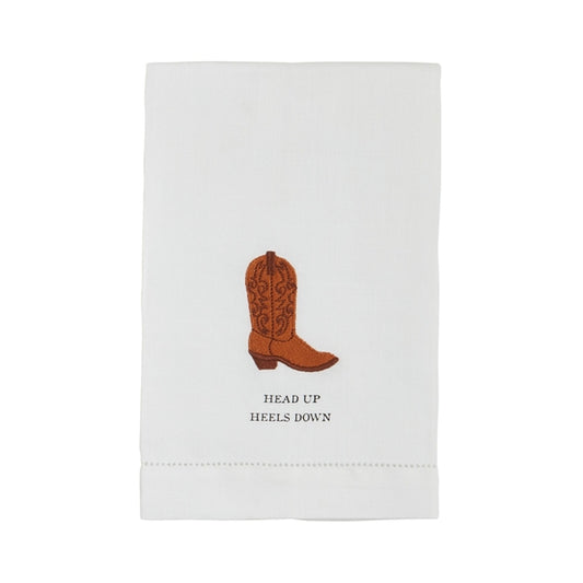 Head Up Heels Down Cowboy Boot Embroidered Towel