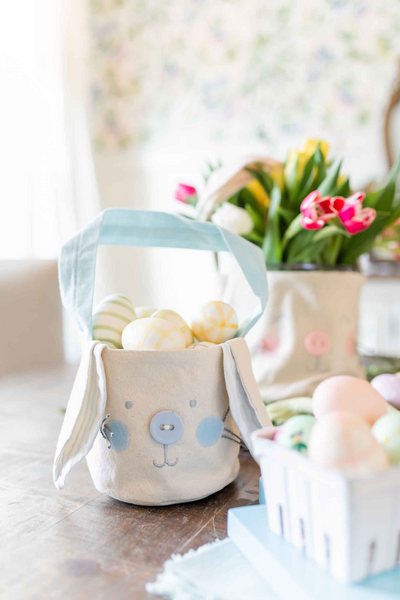 Blue Bunny Face Easter Basket