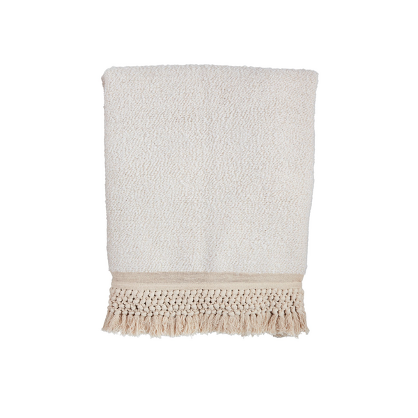 Tassel Throw Blanket (Cream/Taupe)