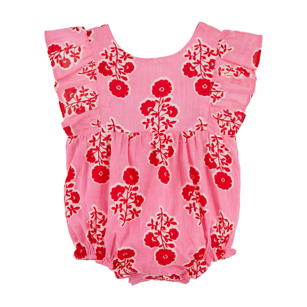 Pink Ruffle Block Print Baby Bubble