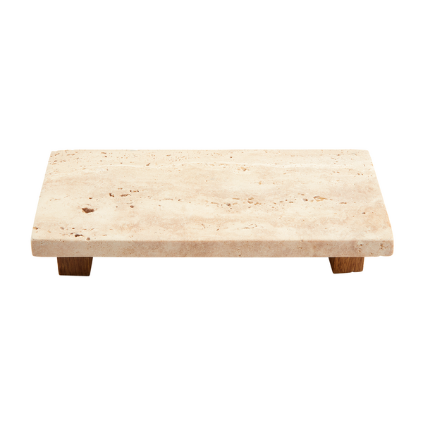 Small Travertine Footed Tray