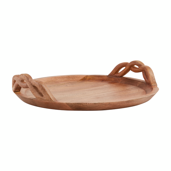 Wood Braided Handle Tray