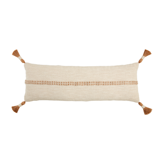 Long Woven Jute Tassel Pillow