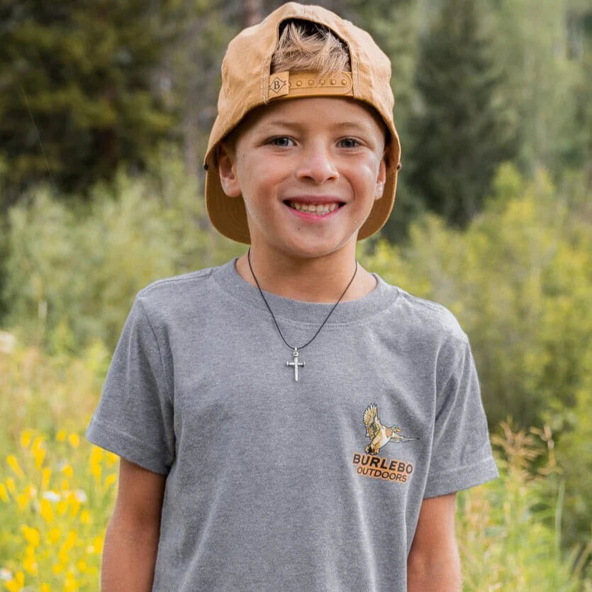 Youth Tee Old School Duck Hunt - Heather Navy